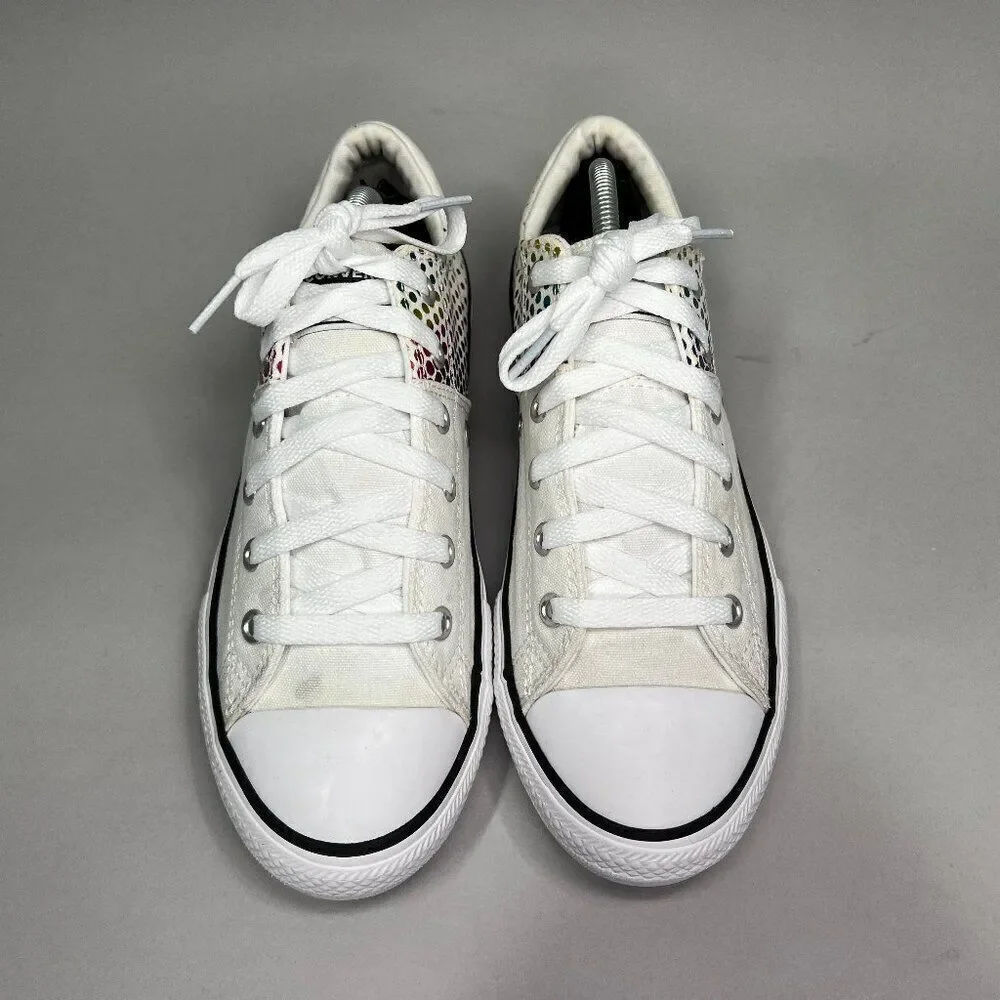 Converse Girl's Rainbow Dot Madison‎ White Canvas Low Sneakers